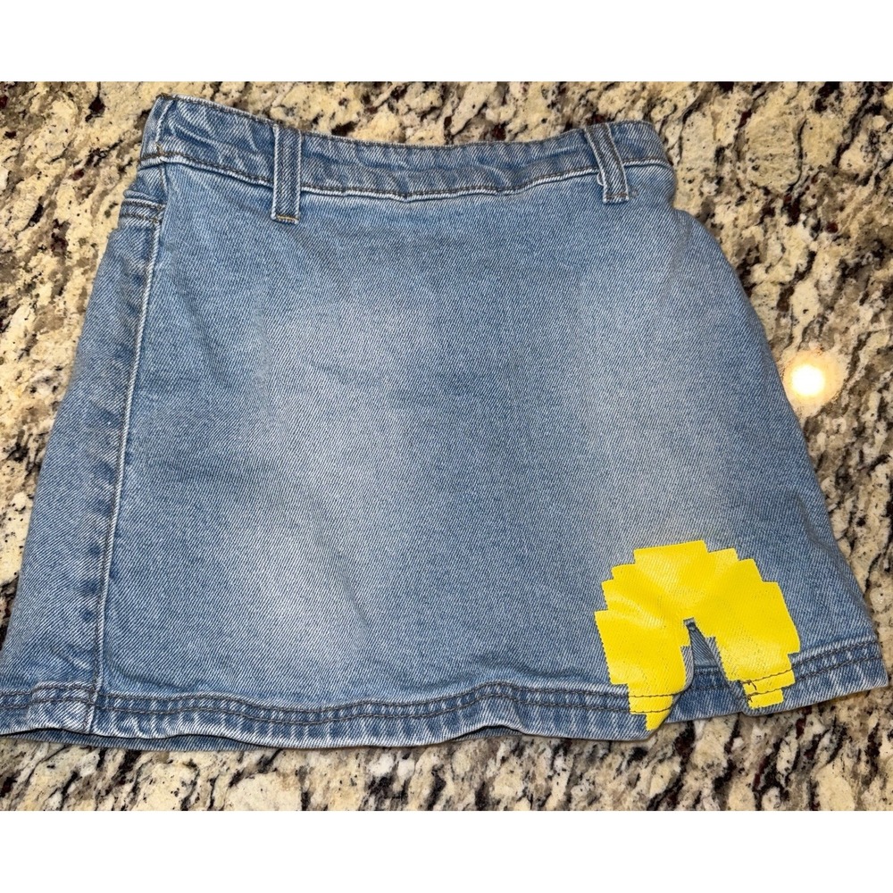 Justice PAC-MAN Denim Skirt for Girls Size S (7/8) Shorts Built In